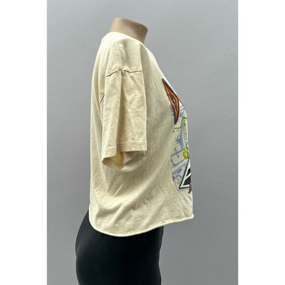Def Leppard Hysteria Boxy Fit Crop Shortsleeve T-Shirt Graphic Tee Cream Women M - Picture 3 of 10